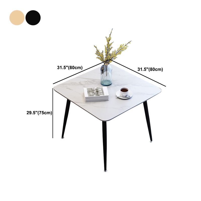 Glam Style Stone Square Dining Table with Metal 4 Legs for Living Room Clearhalo 'Dining Tables & Seating' 'Dining Tables' 'dining_table' 'furn' 'furn_dining_table' 'Furniture' 'furniture_dining_table' 'Kitchen & Dining Furniture' 'kitchen' 'kitchen_dining_table' 1200x1200_6141c9b9-73b9-4777-853a-0fbe08fdb30e