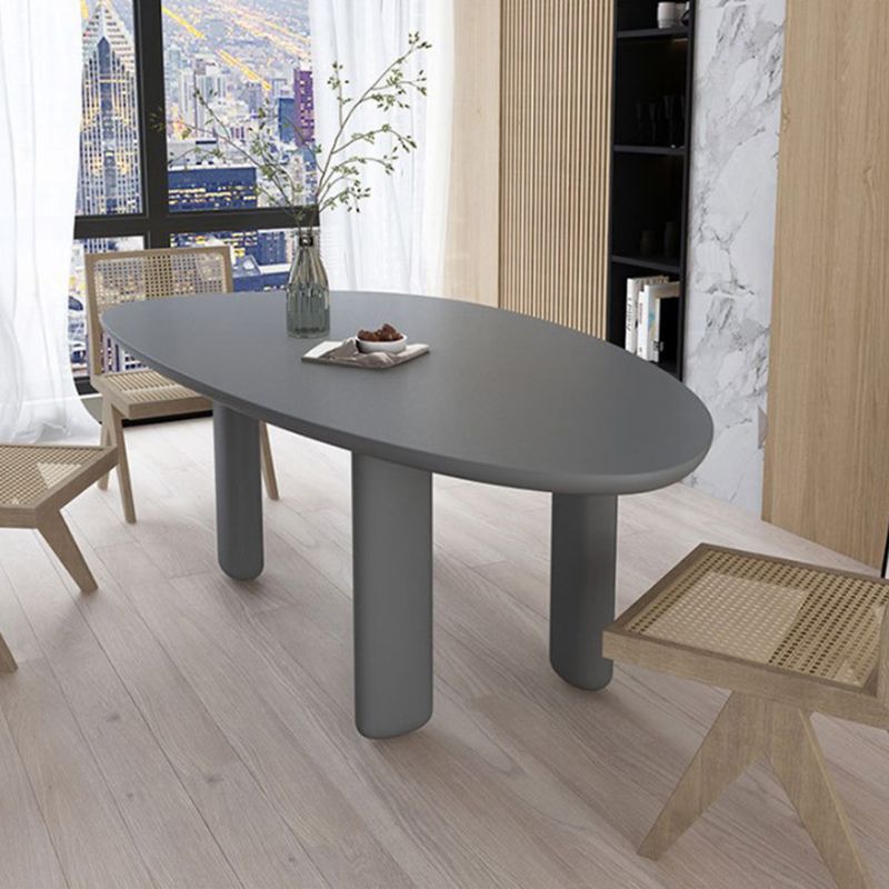 Nordic Simple Solid Wood Table for Restaurant Oval Table with Three Pedestal Clearhalo 'Dining Tables & Seating' 'Dining Tables' 'dining_table' 'furn' 'furn_dining_table' 'Furniture' 'furniture_dining_table' 'Kitchen & Dining Furniture' 'kitchen' 'kitchen_dining_table' 1200x1200_6142a82e-a926-4d2e-a543-9360383d6d29