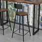 Juego de barra rectangular contemporáneo, mesa de mostrador de madera maciza de 1/3 piezas con taburetes de metal