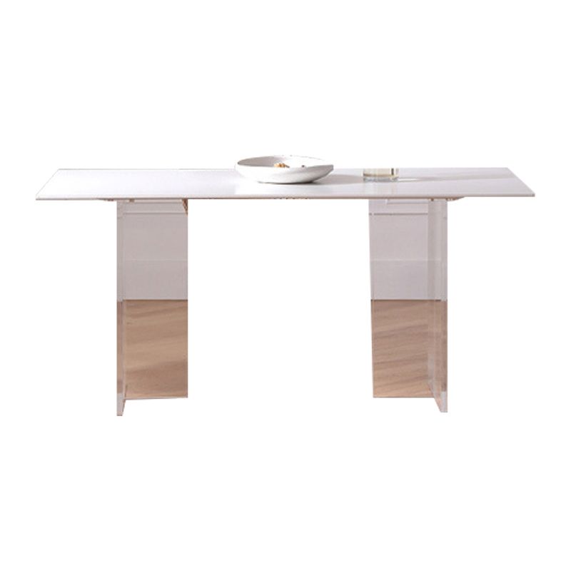 Industrial Dining Room Table Rectangle Stone Dinette Table in White Clearhalo 'Dining Tables & Seating' 'Dining Tables' 'dining_table' 'furn' 'furn_dining_table' 'Furniture' 'Kitchen & Dining Furniture' 1200x1200_6144acdd-b471-4b49-8cad-5e39caa54cb4