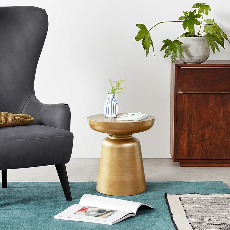 Mid-Century Modern Round Top Coffee Table 16.92"H Iron Pedestal Cocktail Table Clearhalo 'Coffee & Accent Tables' 'Coffee Tables' 'coffee_tables' 'furn' 'furn_coffee_tables' 'Furniture' 'Living Room Furniture' 1200x1200_61461123-3d1a-4f96-b3d8-1155869cf0fa