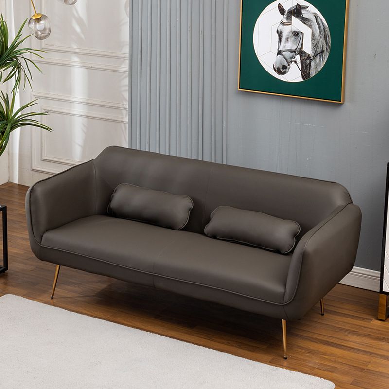 Mid-Century Modern Faux Leather Sofa 31.1" H Sloped Arm Loveseat Clearhalo 'Furniture' 'furniture_sofas' 'kitchen' 'kitchen_sofas' 'Living Room Furniture' 'Sofa' 'sofas' 1200x1200_61479ea3-c3c8-478c-a5c8-e0848a869aeb