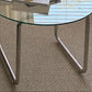Modern Glass Top Round Coffee Table Sled Single Coffee Table