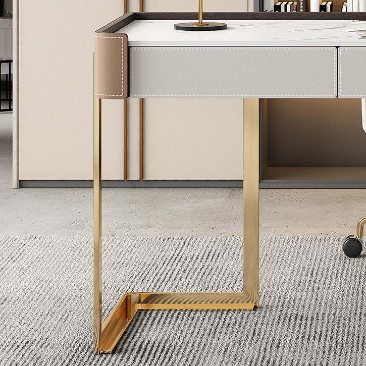 Glam Stone Writing Desk 29.53 Zoll großer Büroschreibtisch mit Schubladen