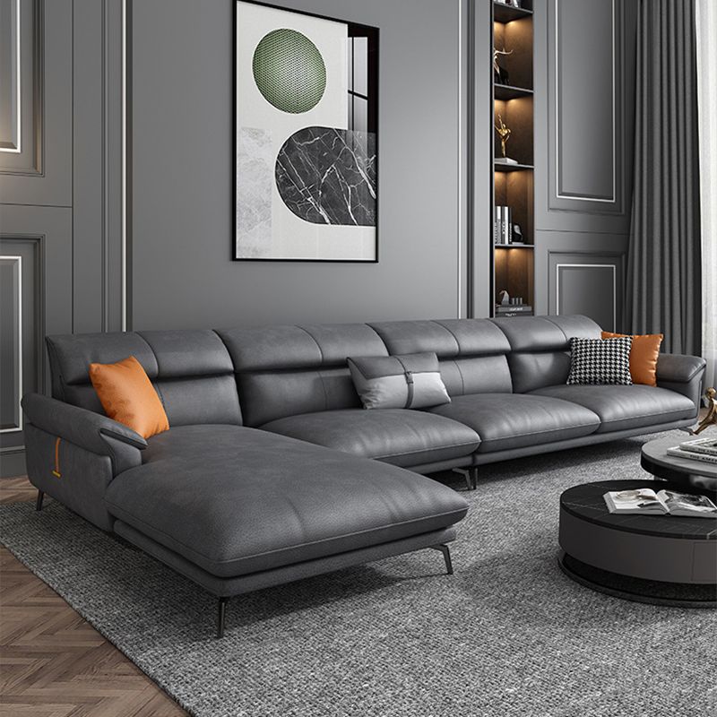 Modernismus Flared Arm Sectional 4-Sitzer Faux Lederabschnitt