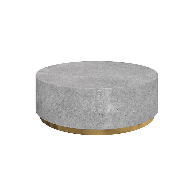 Drum Base Design Black/grey Faux Concrete Top Metal Base Round Coffee Table Clearhalo 'Coffee & Accent Tables' 'Coffee Tables' 'coffee_tables' 'furn' 'furn_coffee_tables' 'Furniture' 'Living Room Furniture' 1200x1200_614a8316-a3f0-4839-85f1-300f17e3705a