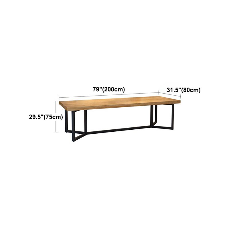 Table à manger rectangulaire avec base en fer industrielle et cadre noir