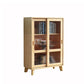 31.5'"l Natural Wooden Cabinet, Rectangle Glass Paned Accent Cabinet