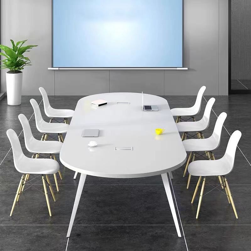 Escritorio de oficina de madera contemporánea Base de escritura ovalada