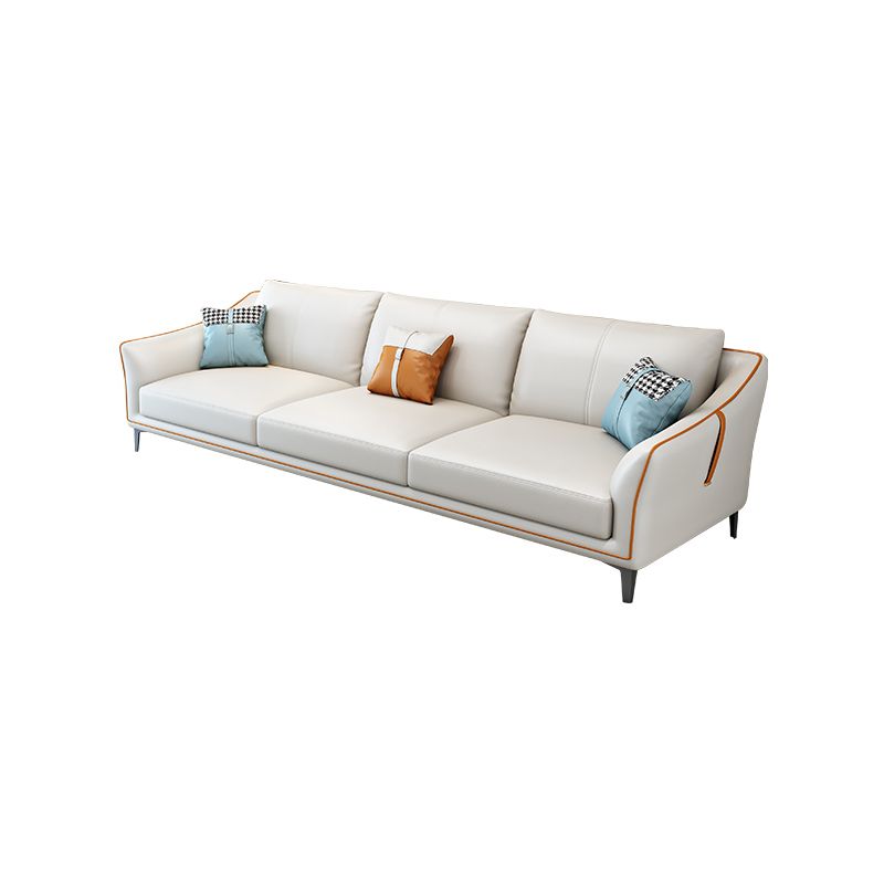 Transitional Modern Sofa with Bolster Pillows 35.43"High Tuxedo Arm Sofa, Ivory Clearhalo 'furn' 'furn_sofas' 'Furniture' 'furniture_sofas' 'Living Room Furniture' 'Sofa' 'sofas' 1200x1200_614f7b65-e18e-4c60-a7ba-4f1c11a93ed1
