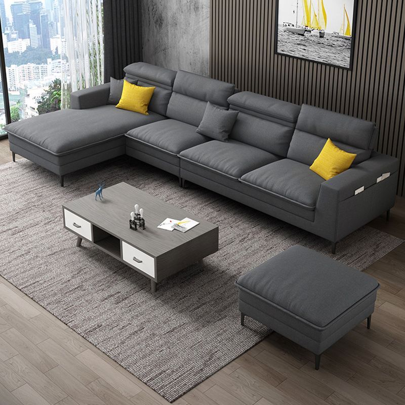 Linen Contemporary Cushions Sofa & Chaise Cushion Back Square Arm Sofa Clearhalo 'furn' 'furn_sectionals' 'Furniture' 'Living Room Furniture' 'Sectionals' 1200x1200_6150679d-5a61-4f75-9eab-137892589489
