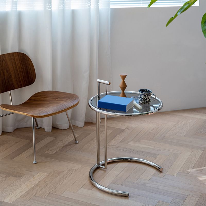 Adjustable Height Glass Side Table Modern Dia 20.1" C End Table Clearhalo 'Coffee & Accent Tables' 'End & Side Tables' 'end_side_tables' 'furn' 'furn_end_side_tables' 'Furniture' 'Living Room Furniture' 1200x1200_6153e21e-d763-426c-85b5-55c7afb6fa12