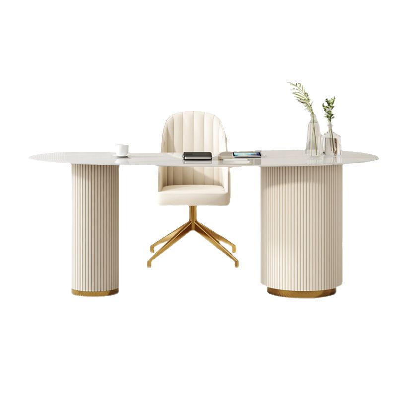 Glam Style Stone Writing Desk 3 Drawers Metal Desk for Office Clearhalo 'furn' 'furn_office_desk' 'Furniture' 'Office Desks' 'Office Furniture' 'office_desk' 1200x1200_6154187b-010a-43c0-85e3-5e57fa3b7d15