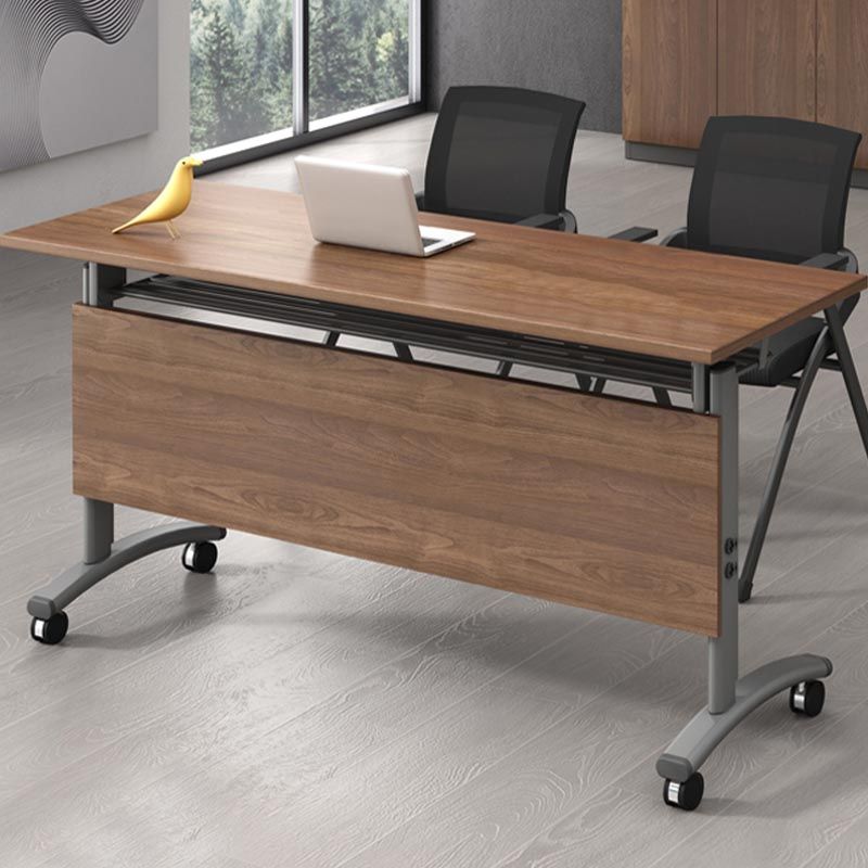 Modern Wooden Office Desk with Caster Wheels Rectangular Writing Desk for Home Clearhalo 'furn' 'furn_office_desk' 'Furniture' 'Office Desks' 'Office Furniture' 'office_desk' 1200x1200_6154280e-ae59-4583-99f6-b148e121f0f9