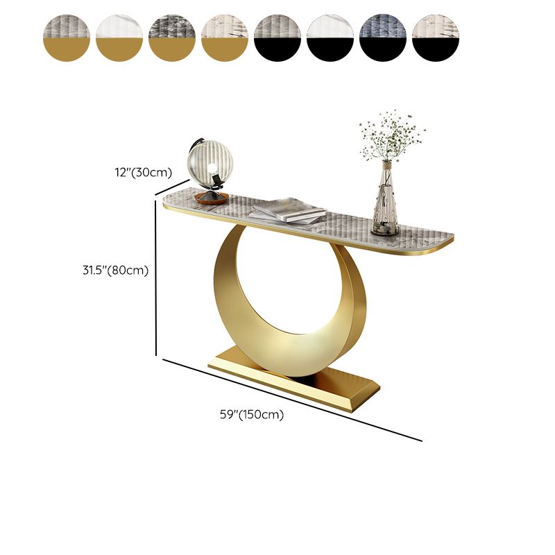 Glam Stone Console Accent Table Metal Console Sofa Table for Hall