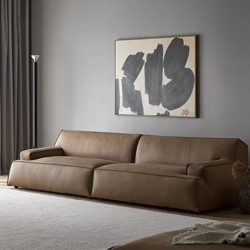 Contemporary Recessed Arm Sofa Tight Back Settee for Living Room