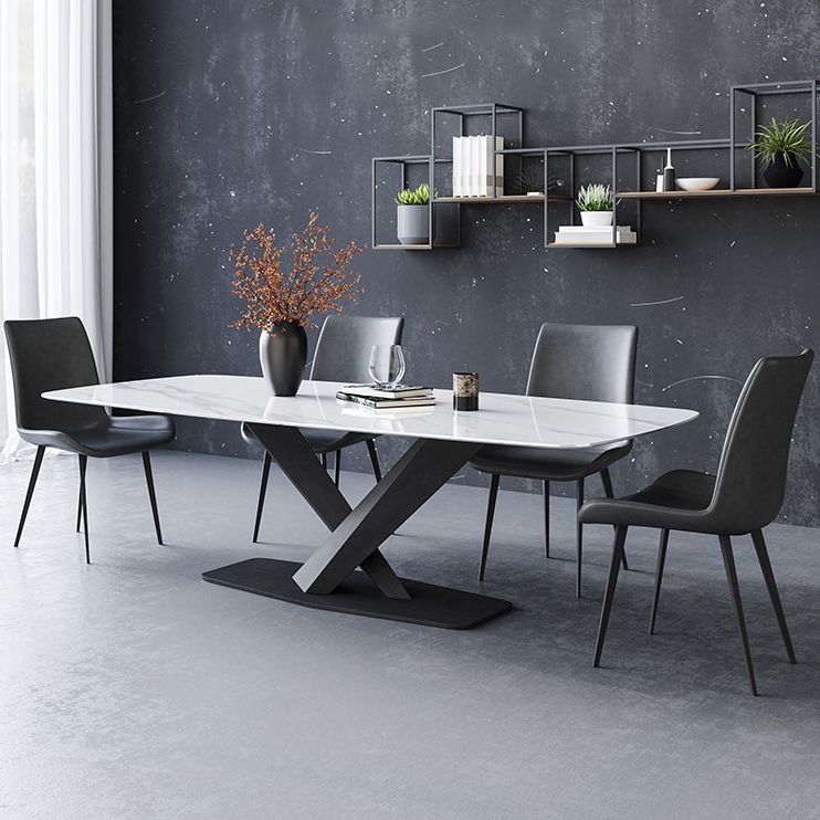 Designer Style 1/5/7 Pieces Dining Set Sintered Stone Dining Table with Leather Chairs Clearhalo 'Dining Room Sets' 'Dining Tables & Seating' 'dining_room_set' 'furn' 'furn_dining_room_set' 'Furniture' 'furniture_dining_room_set' 'Kitchen & Dining Furniture' 'kitchen&dining_furn' 'kitchen' 1200x1200_6157324c-2b51-4e5e-be13-42bc9760b13e