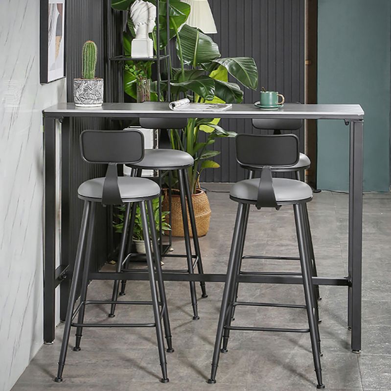 Industrial Stone Indoor Pub Bar Table Iron Trestle Pedestal Bar Dining Table Clearhalo 'Bar Furniture' 'Bar Tables' 'bar_tables' 'furn' 'furn_bar_tables' 'Furniture' 'furniture_bar_tables' 'Kitchen & Dining Furniture' 1200x1200_61575529-0f58-4798-bdcb-ae81946e12c4