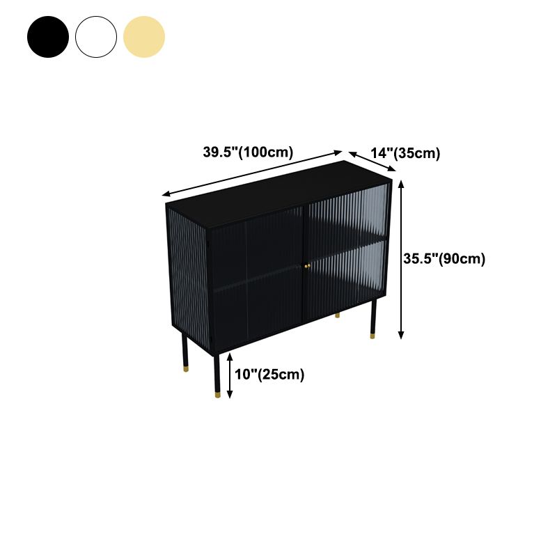 39.5"L Glam Iron Sideboard Striped Glass Doors Cabinets Dining Server for Living Room Clearhalo 'buffet_sideboard' 'Buffets & Sideboards' 'furn' 'furn_buffet_sideboard' 'Furniture' 'Kitchen & Dining Furniture' 1200x1200_61578ec7-a0dc-4292-addb-d5443491acd9