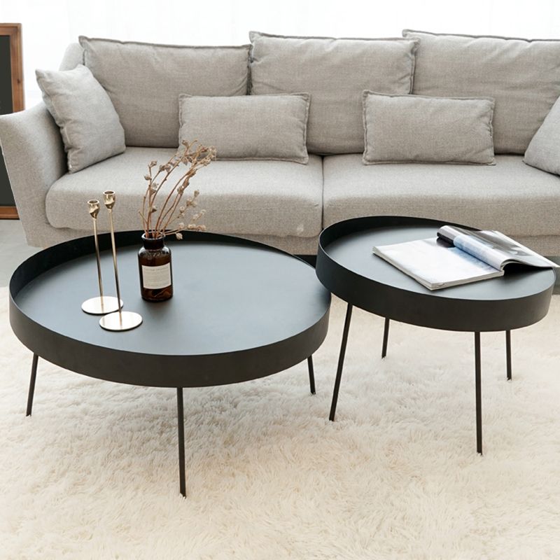 Round with Metal Accents Coffee Table Modern 4 Legs Cocktail Table Clearhalo 'Coffee & Accent Tables' 'Coffee Tables' 'coffee_tables' 'furn' 'furn_coffee_tables' 'Furniture' 'furniture_coffee_tables' 'Living Room Furniture' 1200x1200_6159220f-8b2c-4ff6-a3e8-fac1b90b423d