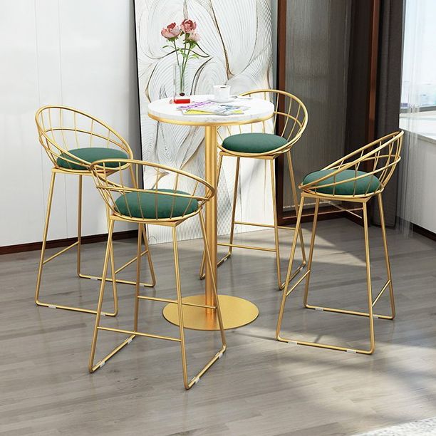 1/5 Pieces Glam Round Bar Table Set Bistro Set with White Faux Marble Top Clearhalo 'Bar Furniture' 'furn' 'furn_home_bar_bar_sets' 'Furniture' 'Home Bars & Bar Sets' 'home_bar_bar_sets' 'Kitchen & Dining Furniture' 1200x1200_6159ce9a-2191-4b38-88f1-f83d549daf62