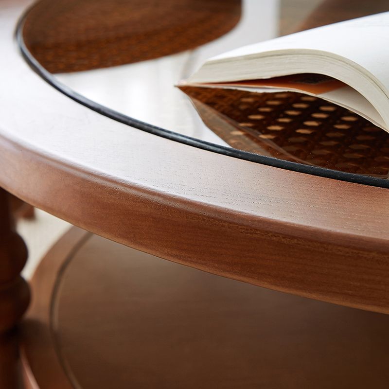 Modern Round Cocktail Table Glass Top Coffee Cocktail Table with Shelf Clearhalo 'Coffee & Accent Tables' 'Coffee Tables' 'coffee_tables' 'furn' 'furn_coffee_tables' 'Furniture' 'Living Room Furniture' 1200x1200_615ab5b6-9bff-4a72-8870-3a561473abca