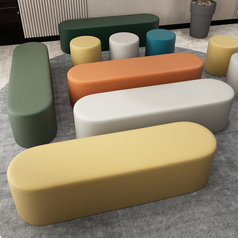 Modern Solid Color Bench Faux Leather Oval Bench for Home Office Clearhalo 'Benches' 'Chairs & Seating' 'furn' 'furn_benches' 'Furniture' 'Living Room Furniture' 1200x1200_615bb790-c976-4087-91c1-b228f70e2132