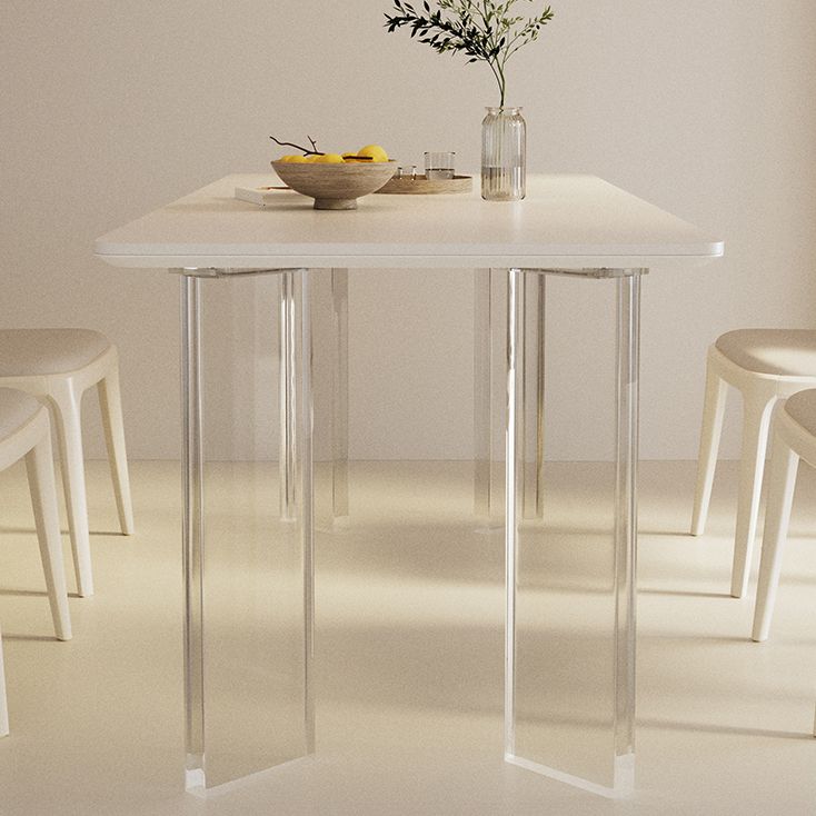 Modern Style 1/3/4 Pieces Dining Table Rectangle Stone Furniture in White