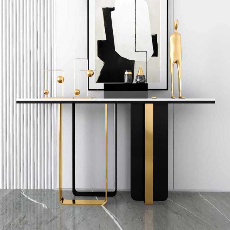 Tavolo di console rettangolare in pietra glam 31,5 "tavolo di accento alto