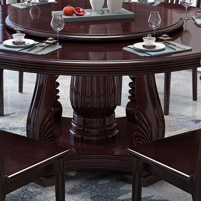 Wood Pedestal Dining Table Turntable Dining Table for Dining Room Clearhalo 'Dining Tables & Seating' 'Dining Tables' 'dining_table' 'furn' 'furn_dining_table' 'Furniture' 'Kitchen & Dining Furniture' 1200x1200_615ec850-9c02-45ea-9114-b90dce0769b4