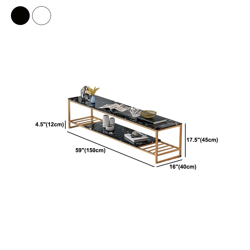 17.72 "H TV Stand Open Rangement Glam Style Console TV avec 2 étagères pour le salon