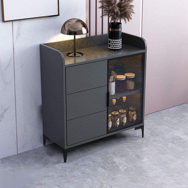 Modern Engineered Wood 31.5"L Sideboard Buffet 1-Door and 3 Drawer Dining Room Server Clearhalo 'buffet_sideboard' 'Buffets & Sideboards' 'furn' 'furn_buffet_sideboard' 'Furniture' 'furniture_buffet_sideboard' 'Kitchen & Dining Furniture' 1200x1200_61636338-2e1b-423c-bcef-8dd912b21836