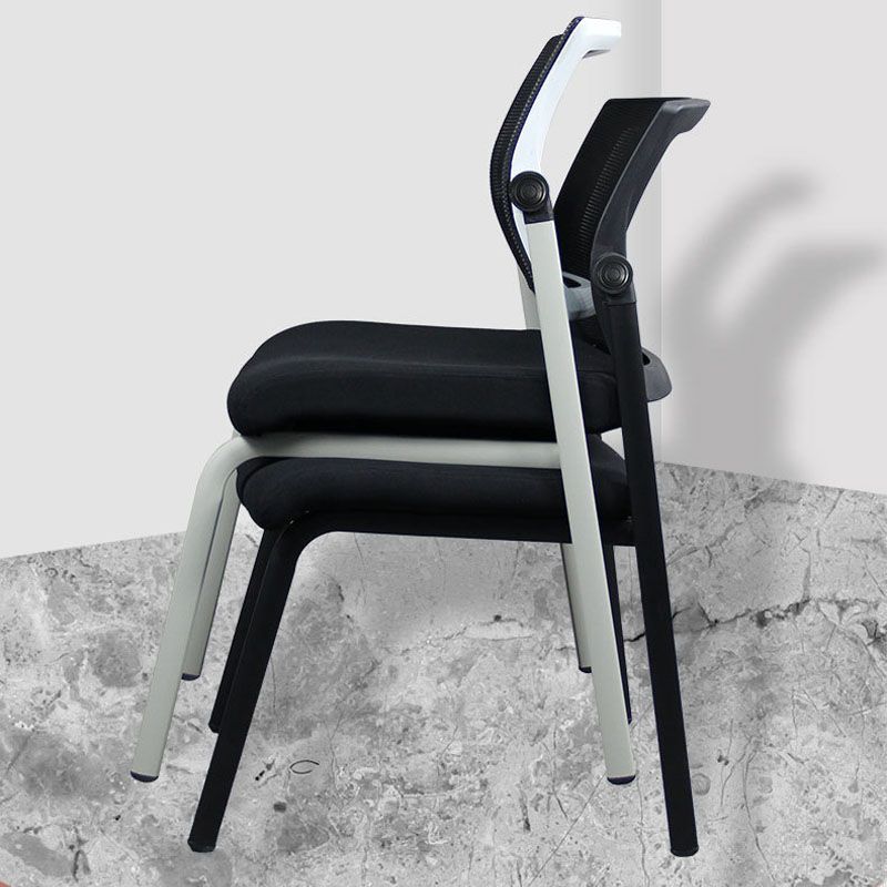 Silla de oficina con respaldo medio lateral de microfibra, silla de rejilla de aire moderna y transpirable