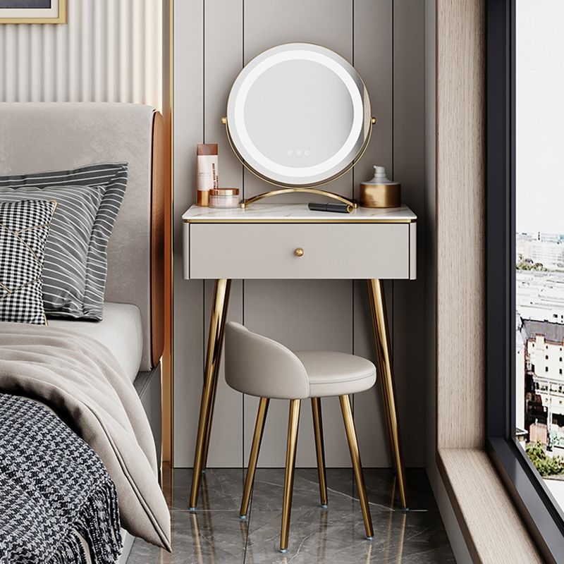 15" Wide Glam Vanity Table White Wooden Make-up Vanity with Drawer