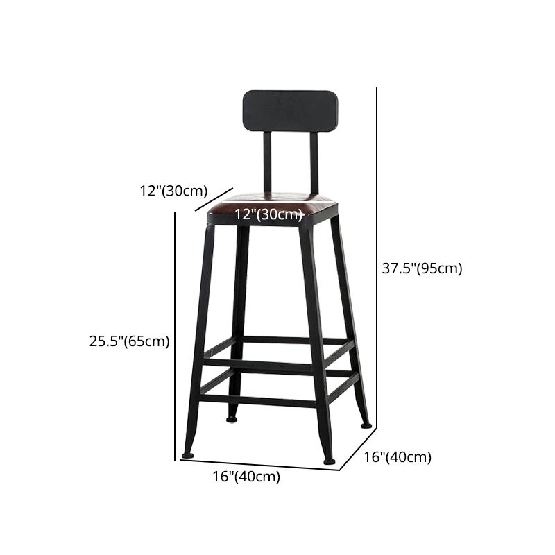 Industrial Armless Counter Stool Iron Cafe Bar Stool with Leather Cushion and Pedal Clearhalo 'Bar Furniture' 'Bar Stools' 'bar_stools' 'furn' 'furn_bar_stools' 'Furniture' 'furniture_bar_stools' 'Kitchen & Dining Furniture' 1200x1200_61676560-35a2-4813-932e-18230b6bf9f5