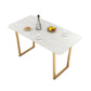 Glam Kitchen Table with Faux Marble Top Gold Metal Legs for Home Clearhalo 'Dining Tables & Seating' 'Dining Tables' 'dining_table' 'furn' 'furn_dining_table' 'Furniture' 'Kitchen & Dining Furniture' 1200x1200_6167ac7a-3f1f-48d7-b669-99e46abd27da