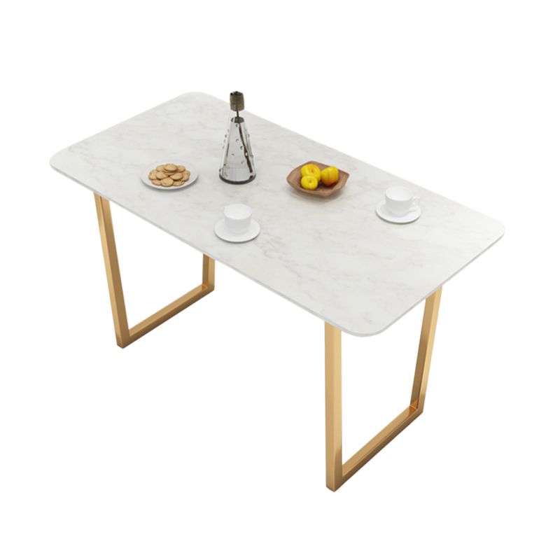 Glam Kitchen Table with Faux Marble Top Gold Metal Legs for Home Clearhalo 'Dining Tables & Seating' 'Dining Tables' 'dining_table' 'furn' 'furn_dining_table' 'Furniture' 'Kitchen & Dining Furniture' 1200x1200_6167ac7a-3f1f-48d7-b669-99e46abd27da