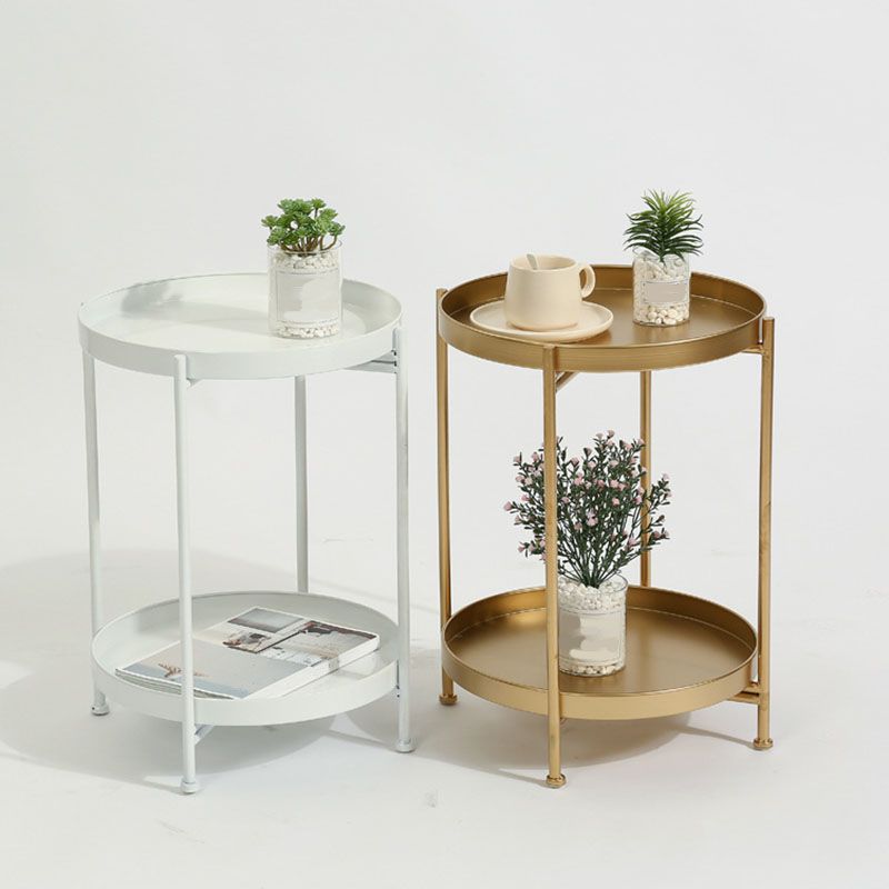 Middeleeuwse moderne stijl rond vierkant metalen tabel 4 benen basis bijzettafel