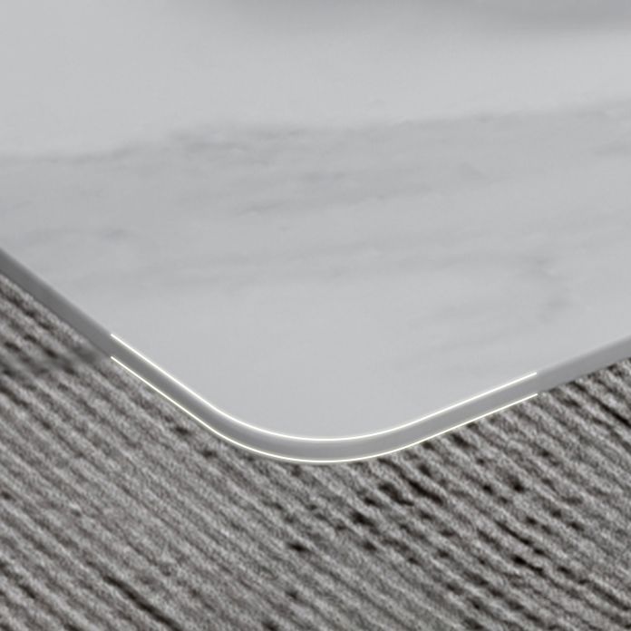 Table Industrielle Base Luge Rectangulaire Table Fixe Blanche en Pierre Frittée