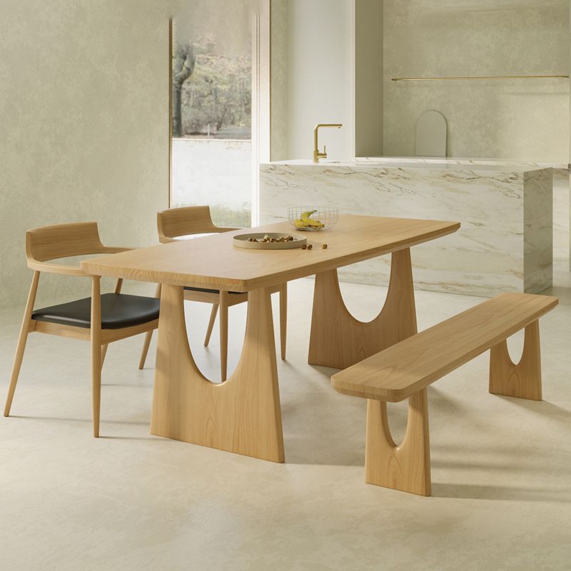 Table à manger rectangulaire à Double piédestal, Table moderne en bois de pin pour le salon