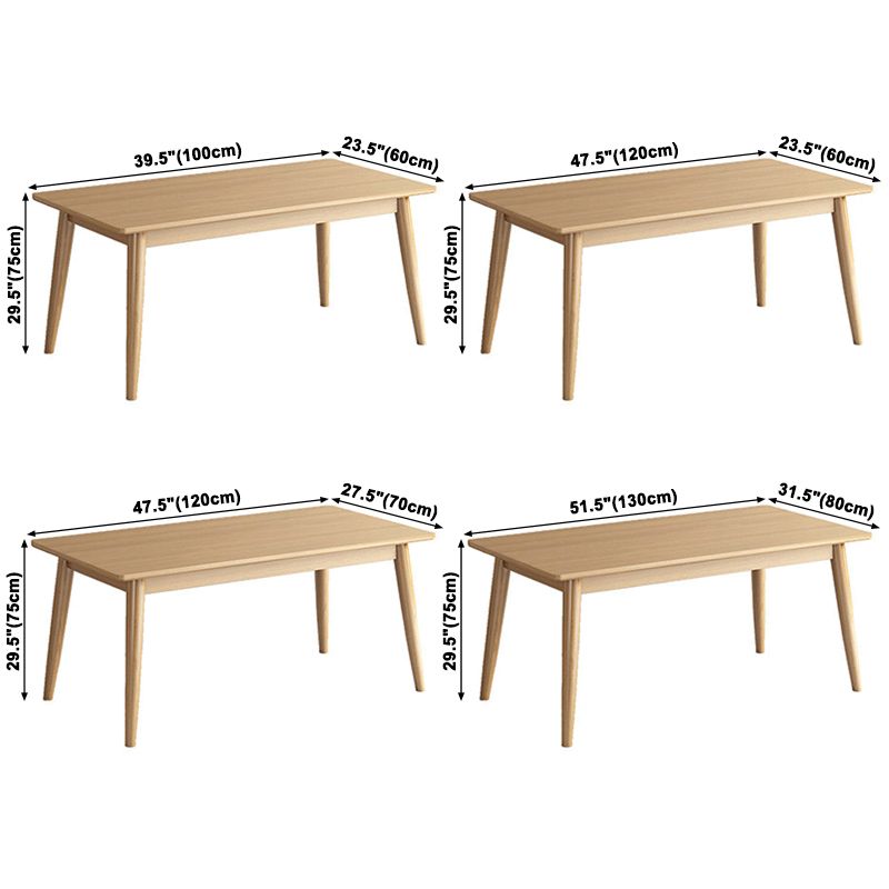 Modern Style Rubberwood Solid Wood Dining Table Brown Rectangle Table with 4 Legs for Home Use Clearhalo ' dining_table' 'Dining Tables & Seating' 'Dining Tables' 'furn' 'furn_dining_table' 'Furniture' 'furniture_dining_table' 'Kitchen & Dining Furniture' 'kitchen&dining_furn' 'kitchen' 'kitchen_dining_table' 1200x1200_616a1119-e731-4ea2-9c09-b3ecaa74e0cf
