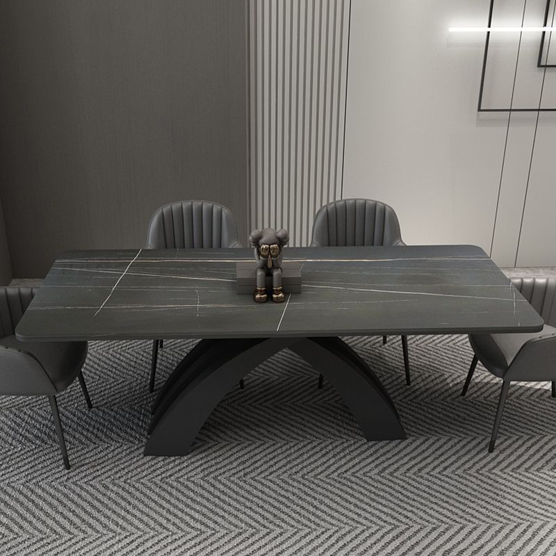 Glam Rectangle Shape Dining Table Sintered Stone Top Standard Dining Table for Kitchen Clearhalo ' dining_table' 'Dining Tables & Seating' 'Dining Tables' 'furn' 'furn_dining_table' 'Furniture' 'furniture_dining_table' 'Kitchen & Dining Furniture' 'kitchen&dining_furn' 'kitchen' 'kitchen_dining_table' 1200x1200_616a9446-81eb-497c-83c1-752bcbd5592e