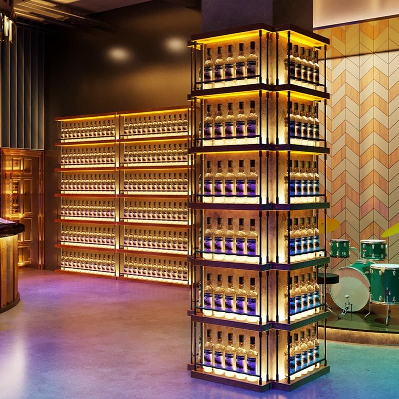 Pastel de vino de metal moderno con estante de soporte de vino de piso de estante para restaurantes