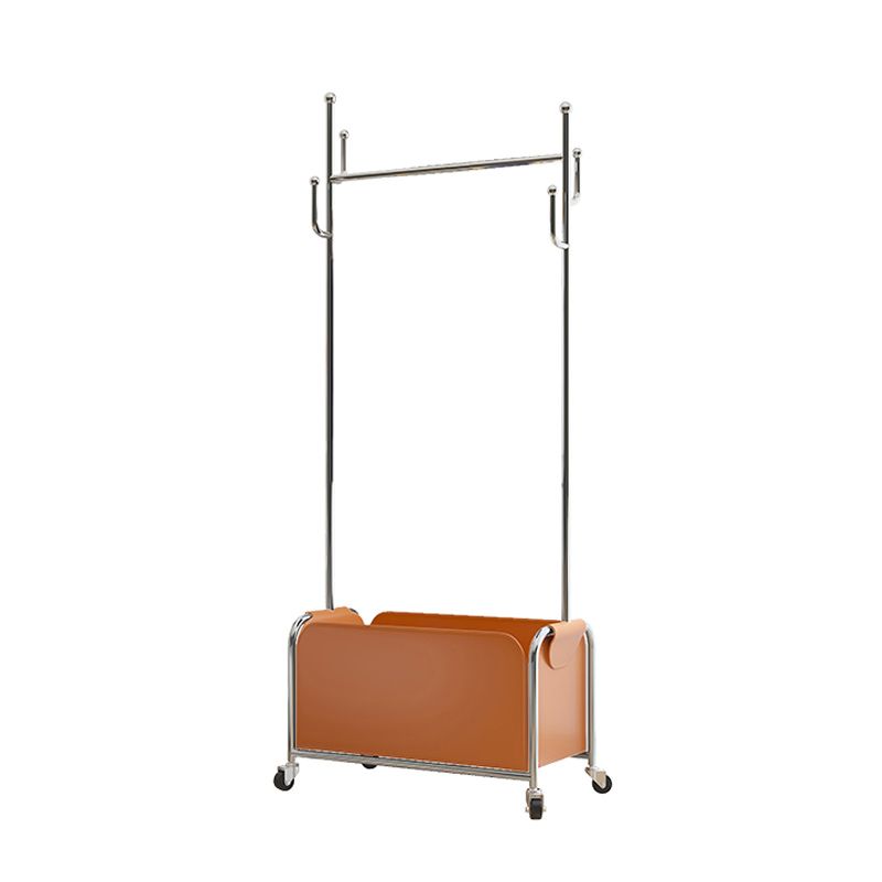 Glam Coat Hanger Metal Frame Free Standing PU Leather Basket Coat Rack with Shelves Clearhalo 'Entry & Mudroom Furniture' 'furn' 'furn_hall_tree_coat_racks' 'Furniture' 'Hall Trees & Coat Racks' 'hall_tree_coat_racks' 1200x1200_616e4f1f-e71c-453e-bd5d-443872e7089c