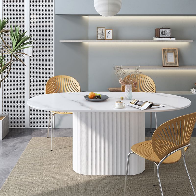 Oval Shape White Tone Table Simplicity Pedestal Table for Dining Room Clearhalo ' dining_table' 'Dining Tables & Seating' 'Dining Tables' 'furn' 'furn_dining_table' 'Furniture' 'furniture_dining_table' 'Kitchen & Dining Furniture' 'kitchen&dining_furn' 'kitchen' 'kitchen_dining_table' 1200x1200_616ee0db-9c61-4871-9df9-2eb12a7d9b10