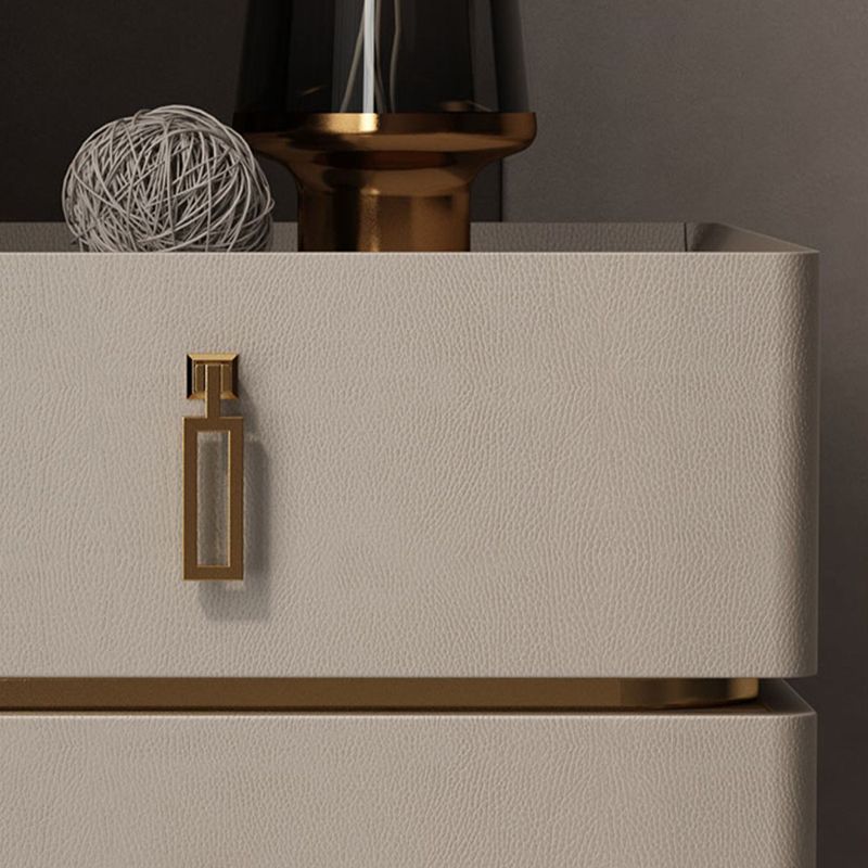 Contemporary Accent Table Nightstand Stone Night Table with Drawers