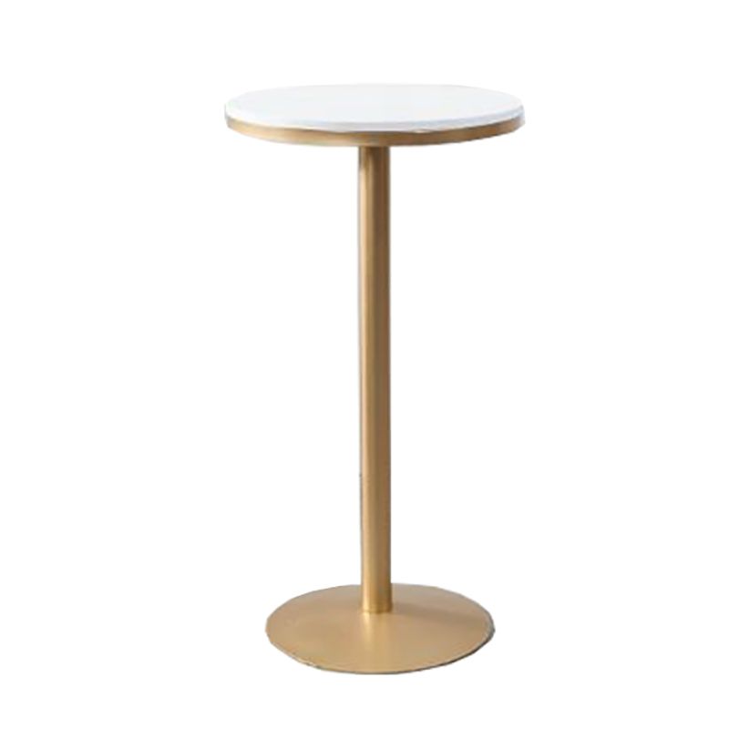 Industrial Gold Bar Table 21.6"W Round Top White Wood Bistro Table for Breakroom Clearhalo 'Bar Furniture' 'Bar Tables' 'bar_tables' 'furn' 'furn_bar_tables' 'Furniture' 'furniture_bar_tables' 'Kitchen & Dining Furniture' 'kitchen&dining_furn' 'kitchen' 1200x1200_6170e549-6957-4ee0-8a5a-d32133b81143