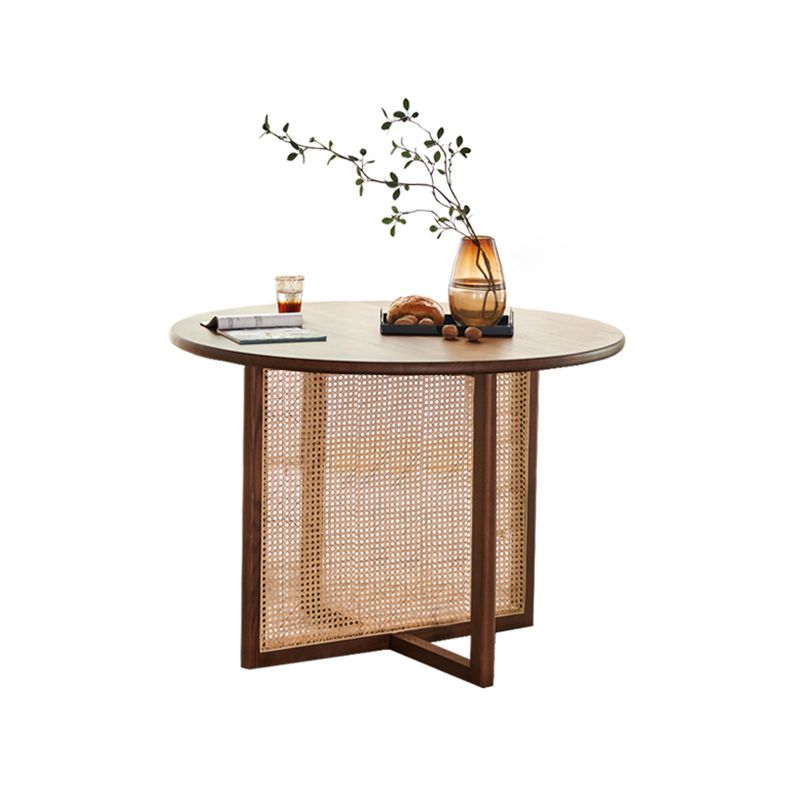 Round Trestle Base Casual Table Wood Color Fixed Table with Ashwood Solid Wood Clearhalo ' dining_table' 'Dining Tables & Seating' 'Dining Tables' 'furn' 'furn_dining_table' 'Furniture' 'furniture_dining_table' 'Kitchen & Dining Furniture' 'kitchen&dining_furn' 'kitchen' 'kitchen_dining_table' 1200x1200_61715d9b-fe78-4483-9f6d-71af651a8f8f