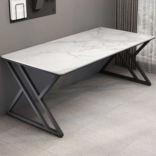 Rectangular Stone Top Writing Desk Modern Style Metal Legs Desk for Office Clearhalo 'furn' 'furn_office_desk' 'Furniture' 'Office Desks' 'Office Furniture' 'office_desk' 1200x1200_61725c16-29f2-4f50-9039-77a8628c5fb4