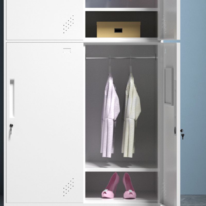 Contemporary Style Wardrobe Metal Home Wardrobe Closet with Doors Clearhalo 'Armoires & Wardrobes' 'armoires_wardrobes' 'Bedroom Furniture' 'furn' 'furn_armoires_wardrobes' 'Furniture' 1200x1200_6173e7f2-416b-412d-8737-42f3677e6de1
